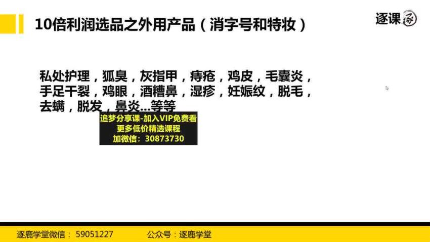 逐鹿蓝海高利润选品课：你只要能选好一个品，就意味着一年轻松几百万的利润 网盘分享(1.26G)